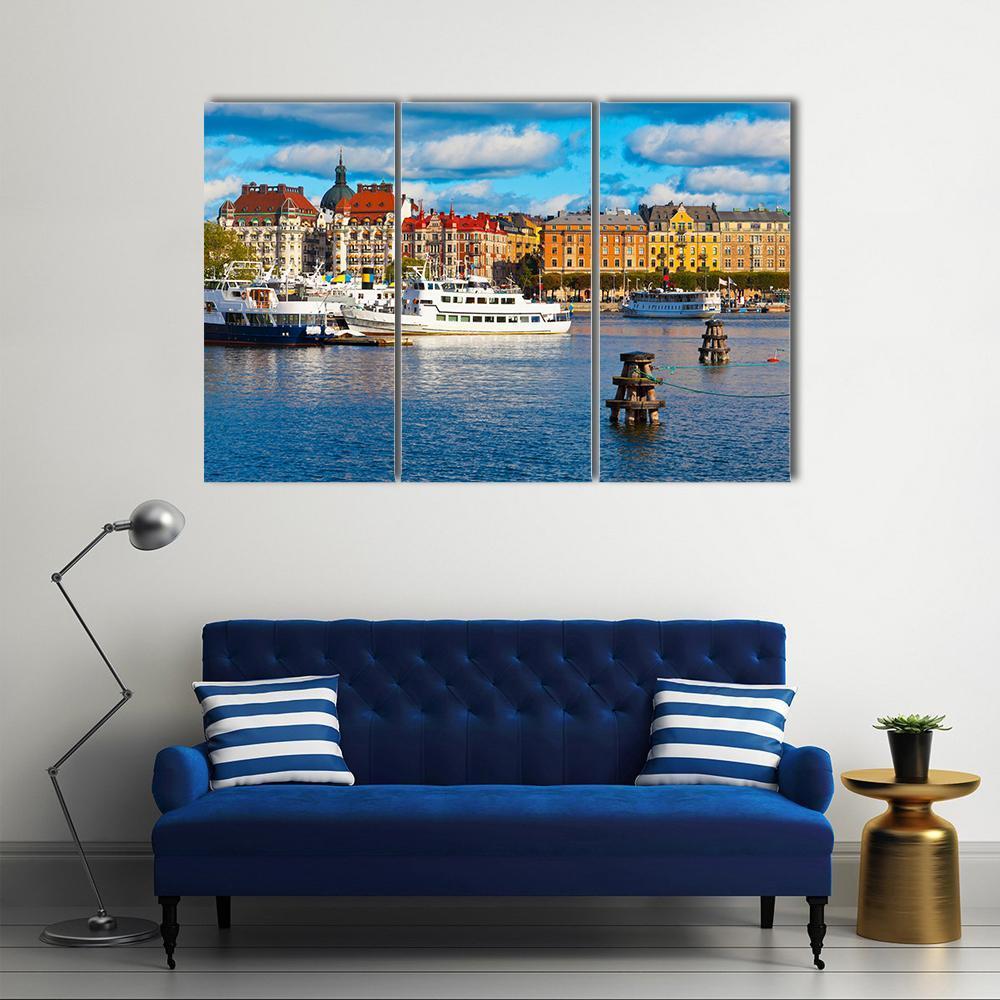 Old Town In Stockholm Canvas Wall Art-3 Horizontal-Gallery Wrap-37" x 24"-Tiaracle