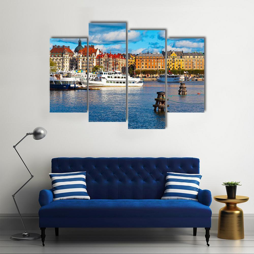 Old Town In Stockholm Canvas Wall Art-4 Pop-Gallery Wrap-50" x 32"-Tiaracle