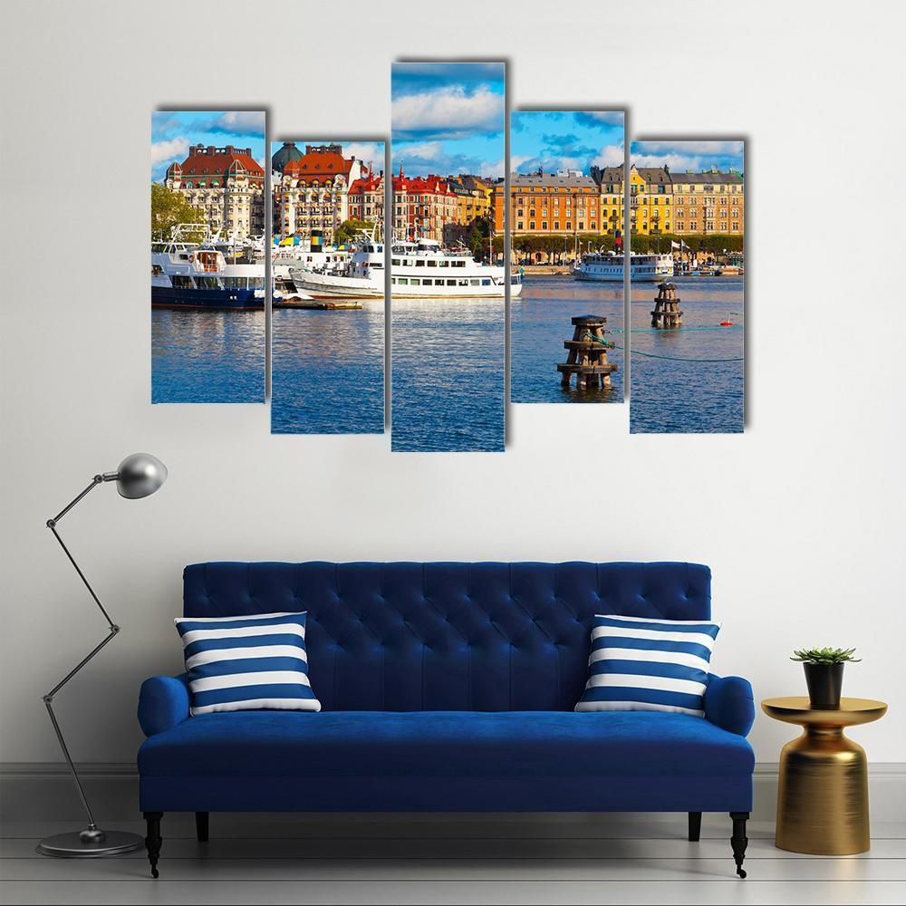Old Town In Stockholm Canvas Wall Art-5 Pop-Gallery Wrap-47" x 32"-Tiaracle