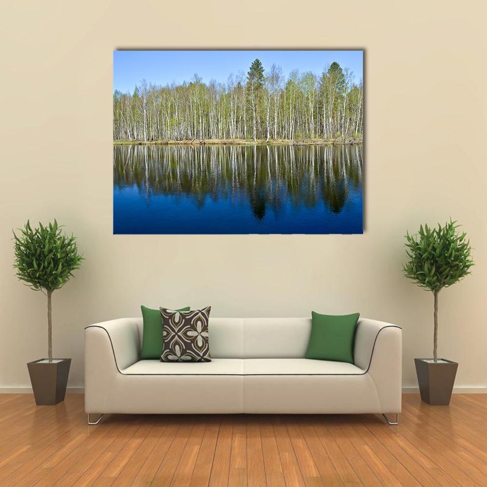 The Spring River Russia Canvas Wall Art-1 Piece-Gallery Wrap-48" x 32"-Tiaracle