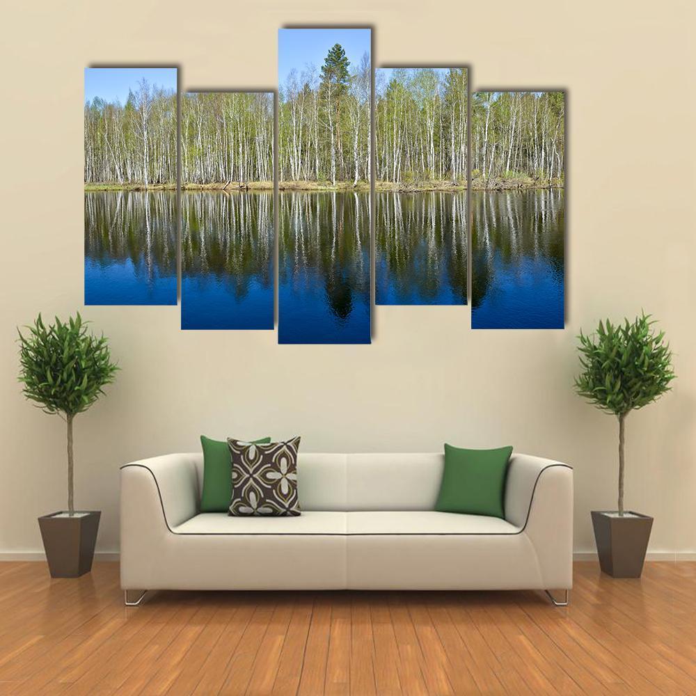 The Spring River Russia Canvas Wall Art-5 Pop-Gallery Wrap-47" x 32"-Tiaracle