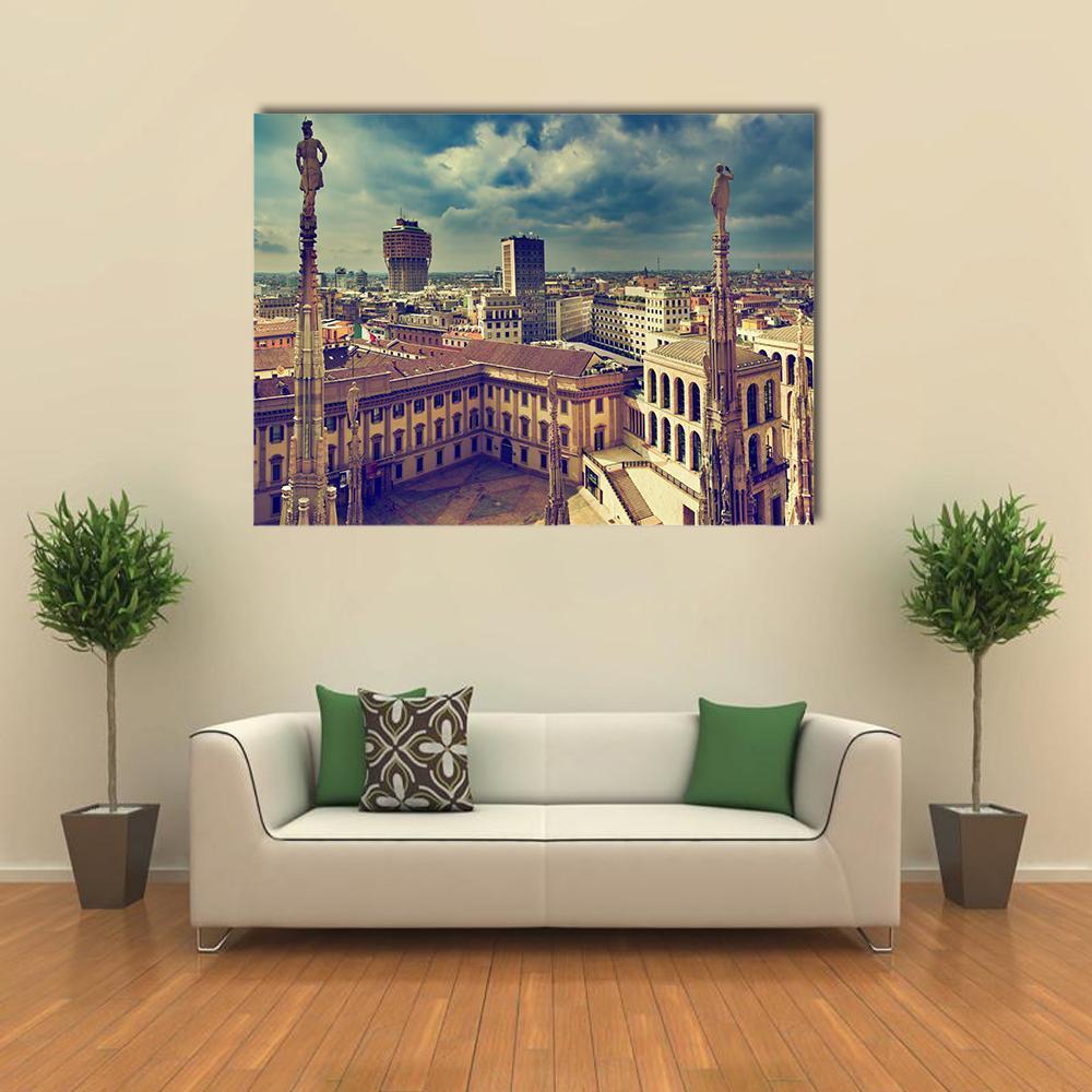 Panorama View Of Milan Canvas Wall Art-1 Piece-Gallery Wrap-48" x 32"-Tiaracle