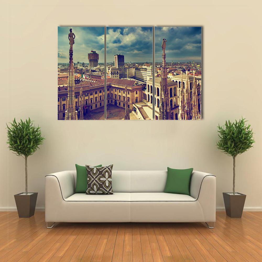 Panorama View Of Milan Canvas Wall Art-3 Horizontal-Gallery Wrap-37" x 24"-Tiaracle