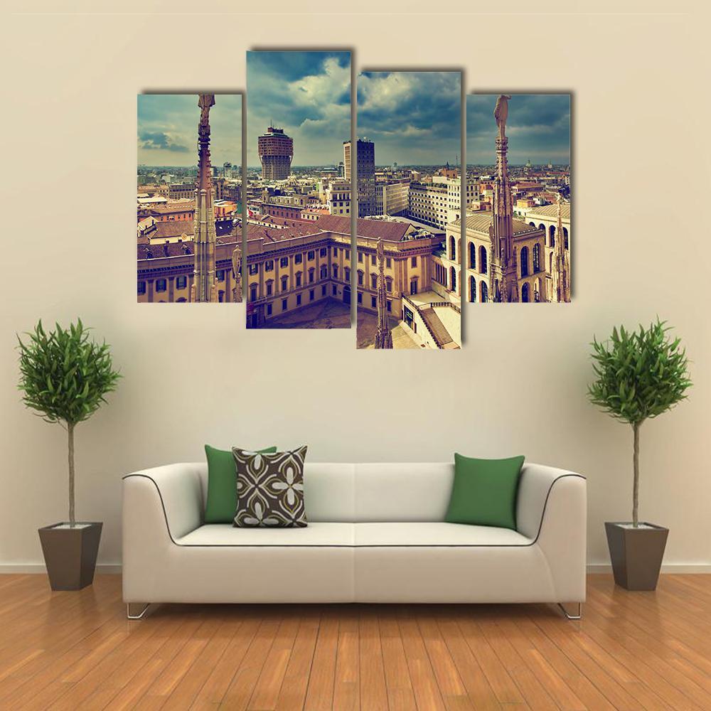 Panorama View Of Milan Canvas Wall Art-4 Pop-Gallery Wrap-50" x 32"-Tiaracle