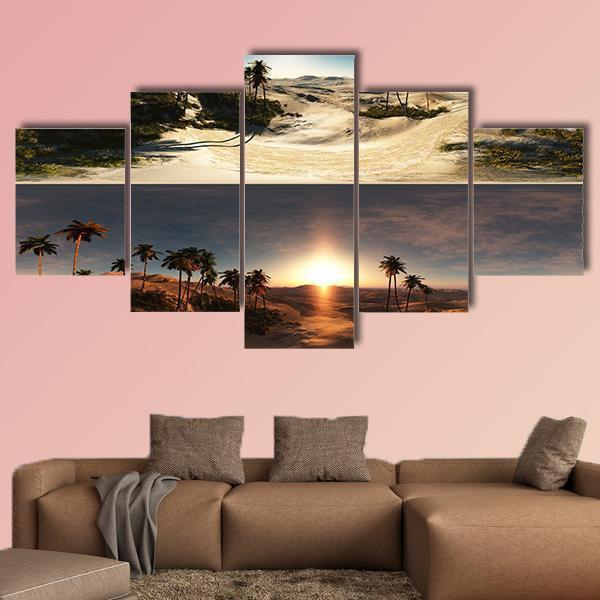 Palms In Desert Canvas Wall Art-5 Star-Gallery Wrap-62" x 32"-Tiaracle