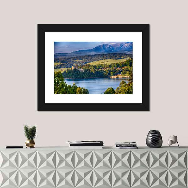Panoramic Scene In Niedzica Canvas Wall Art-1 Piece-Framed Print-20" x 16"-Tiaracle