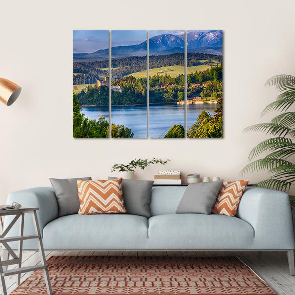 Panoramic Scene In Niedzica Canvas Wall Art-4 Horizontal-Gallery Wrap-34" x 24"-Tiaracle