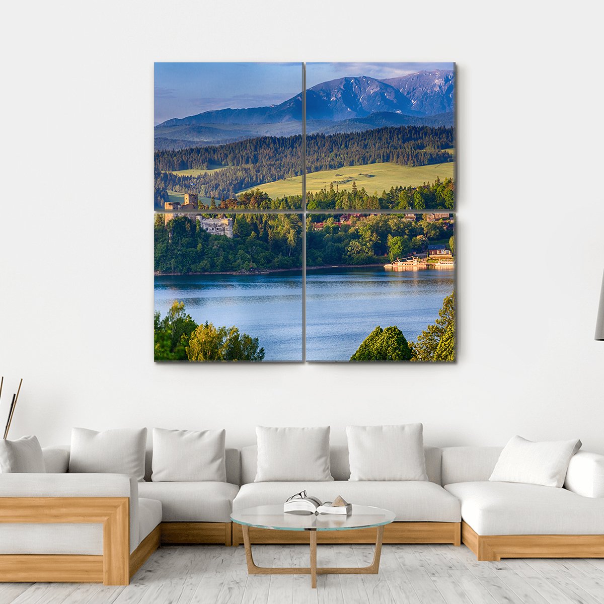 Panoramic Scene In Niedzica Canvas Wall Art-4 Square-Gallery Wrap-17" x 17"-Tiaracle