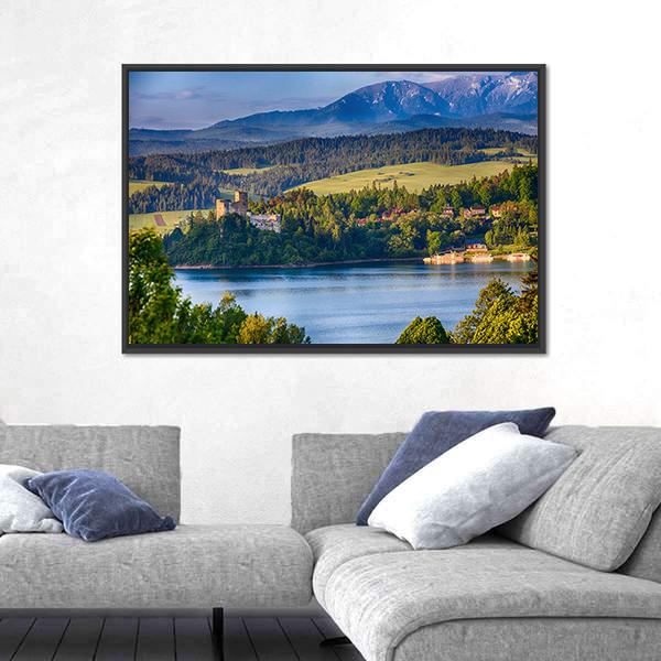 Panoramic Scene In Niedzica Canvas Wall Art-3 Horizontal-Gallery Wrap-25" x 16"-Tiaracle