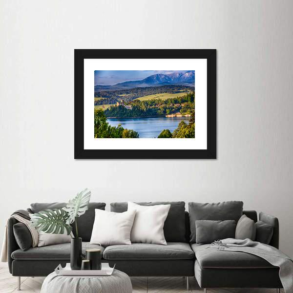 Panoramic Scene In Niedzica Canvas Wall Art-3 Horizontal-Gallery Wrap-25" x 16"-Tiaracle