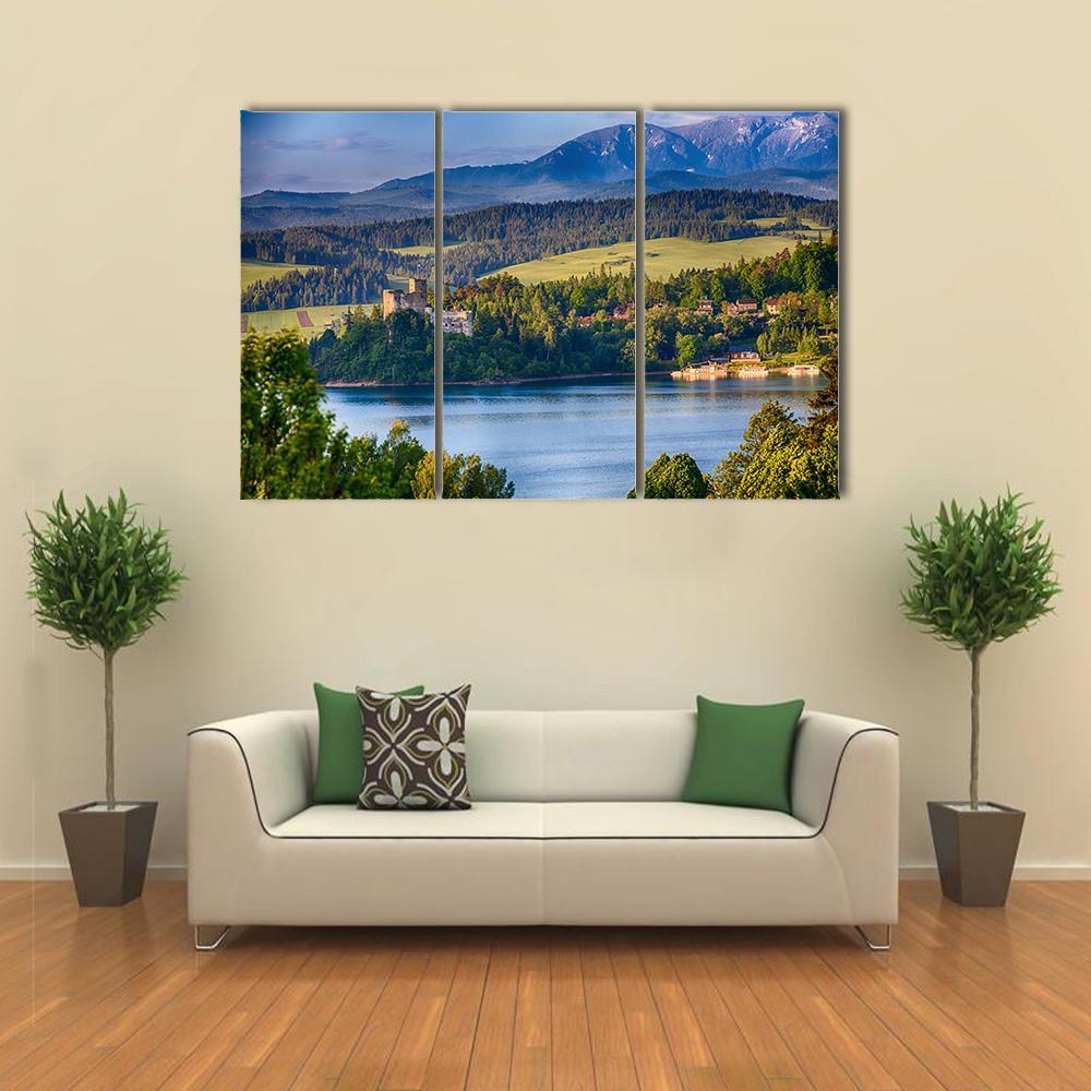 Panoramic Scene In Niedzica Canvas Wall Art-4 Pop-Gallery Wrap-50" x 32"-Tiaracle
