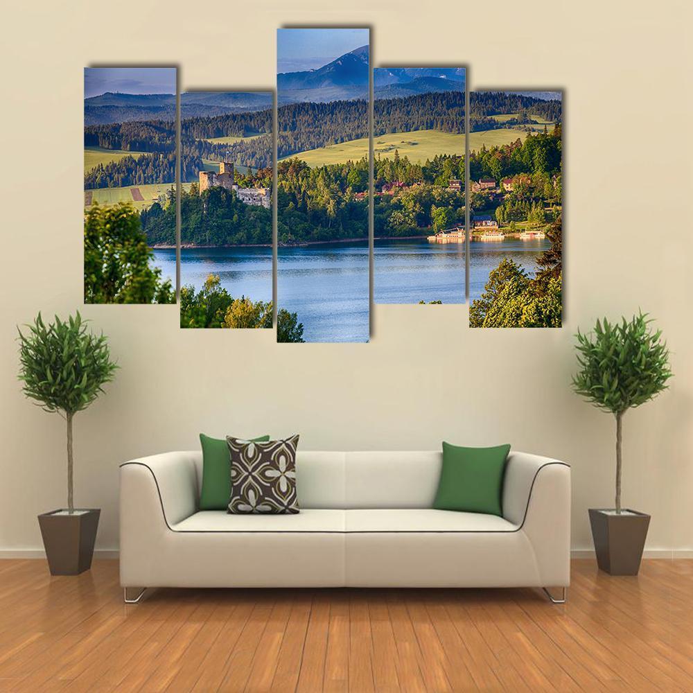 Panoramic Scene In Niedzica Canvas Wall Art-5 Pop-Gallery Wrap-47" x 32"-Tiaracle