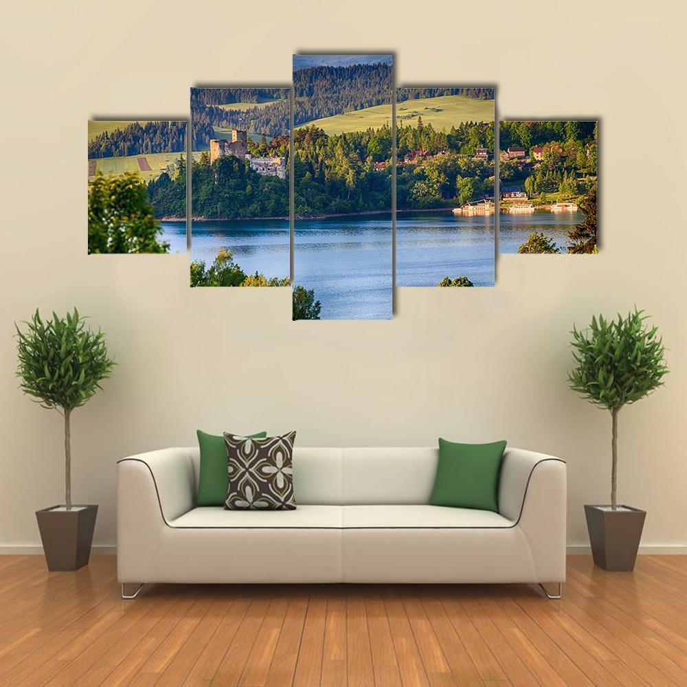 Panoramic Scene In Niedzica Canvas Wall Art-5 Star-Gallery Wrap-62" x 32"-Tiaracle