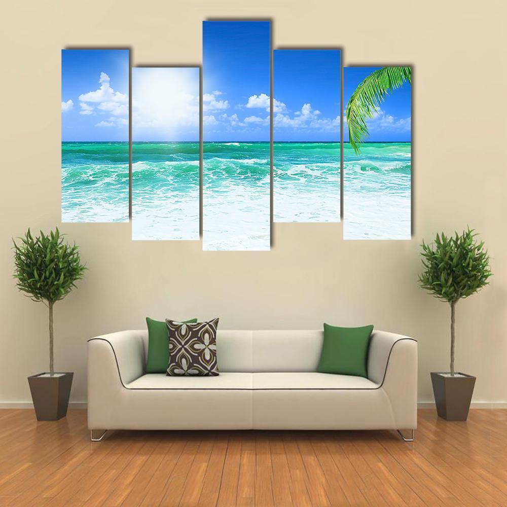 Beach At Day Time Canvas Wall Art-5 Pop-Gallery Wrap-47" x 32"-Tiaracle