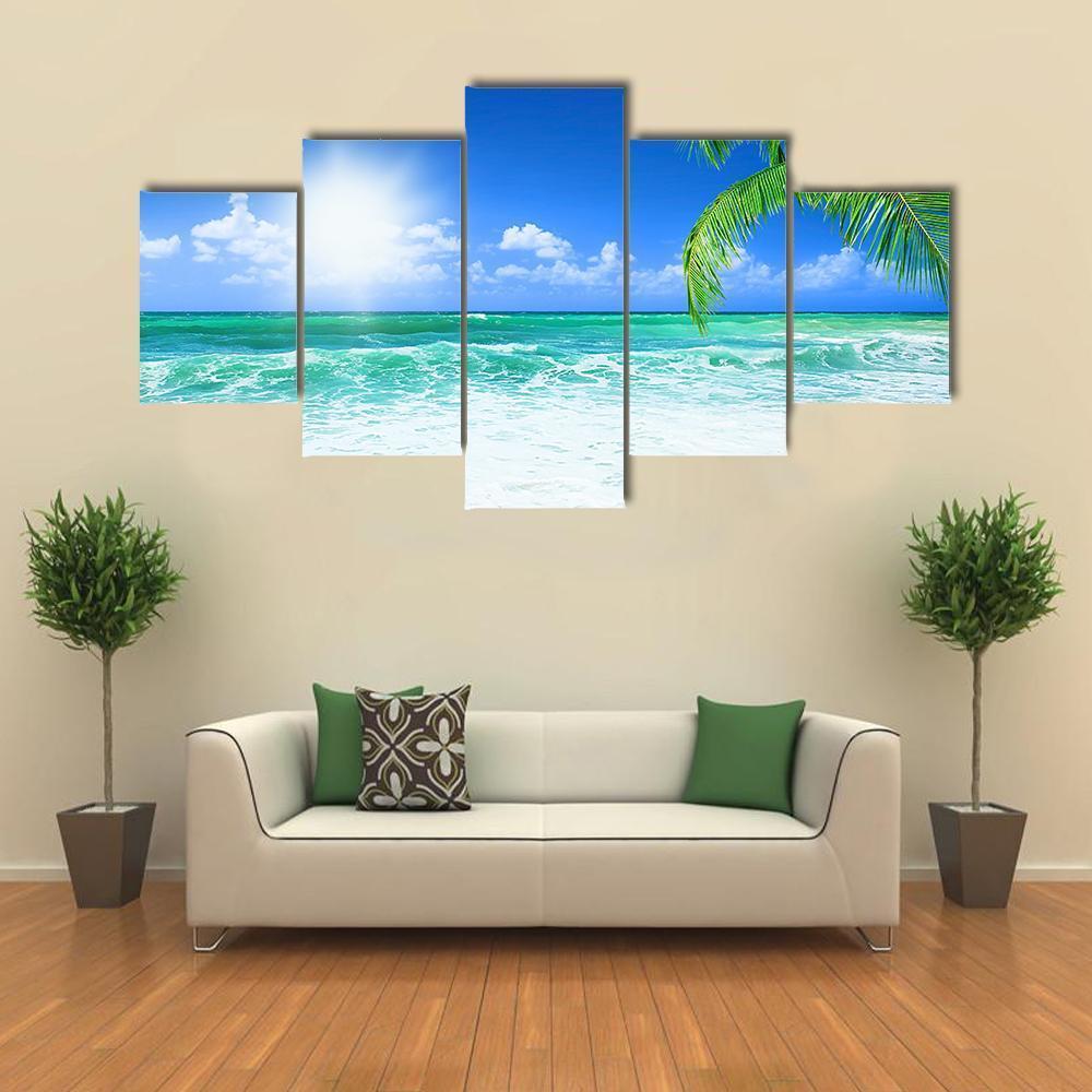 Beach At Day Time Canvas Wall Art-5 Star-Gallery Wrap-62" x 32"-Tiaracle
