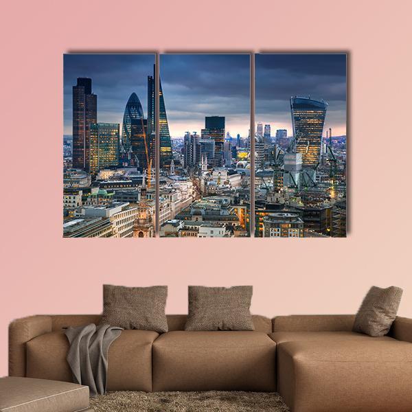 Panoramic View City Of London Canvas Wall Art-3 Horizontal-Gallery Wrap-37" x 24"-Tiaracle