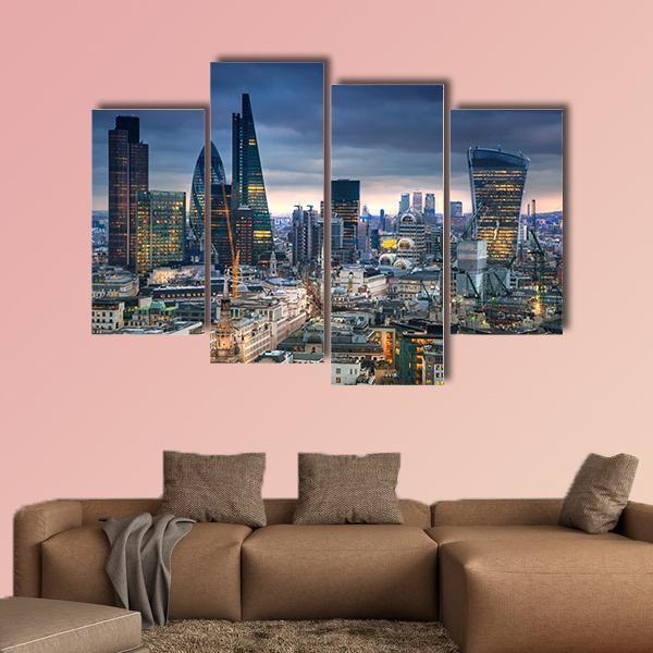 Panoramic View City Of London Canvas Wall Art-4 Pop-Gallery Wrap-50" x 32"-Tiaracle