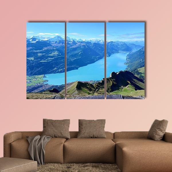 Panoramic View Of Brienz And Mountain Range Canvas Wall Art-3 Horizontal-Gallery Wrap-37" x 24"-Tiaracle