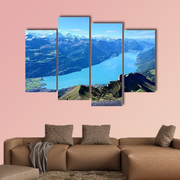 Panoramic View Of Brienz And Mountain Range Canvas Wall Art-4 Pop-Gallery Wrap-50" x 32"-Tiaracle