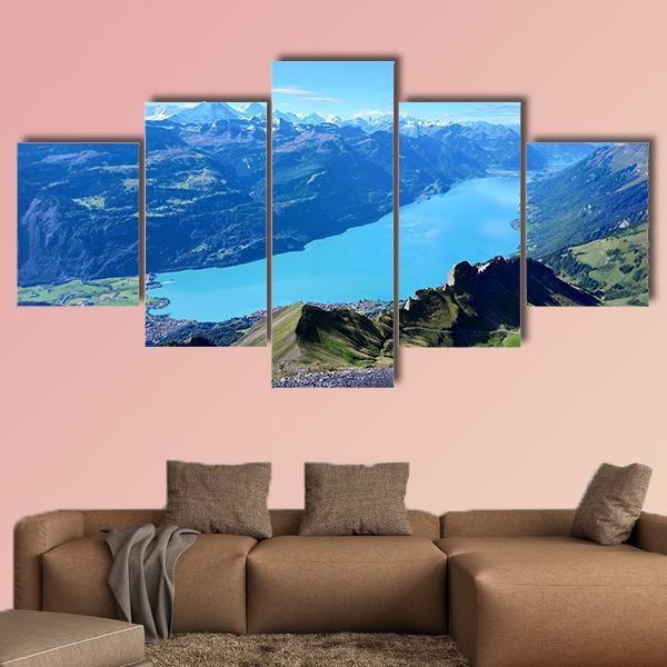 Panoramic View Of Brienz And Mountain Range Canvas Wall Art-5 Star-Gallery Wrap-62" x 32"-Tiaracle