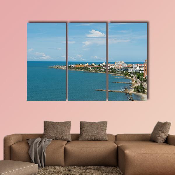 Panoramic View Of Cartagena Colombia Canvas Wall Art-3 Horizontal-Gallery Wrap-25" x 16"-Tiaracle