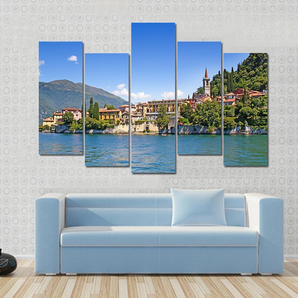 Panoramic View Of Cernobbio Town Como lake Italy Canvas Wall Art-5 Pop-Gallery Wrap-47" x 32"-Tiaracle