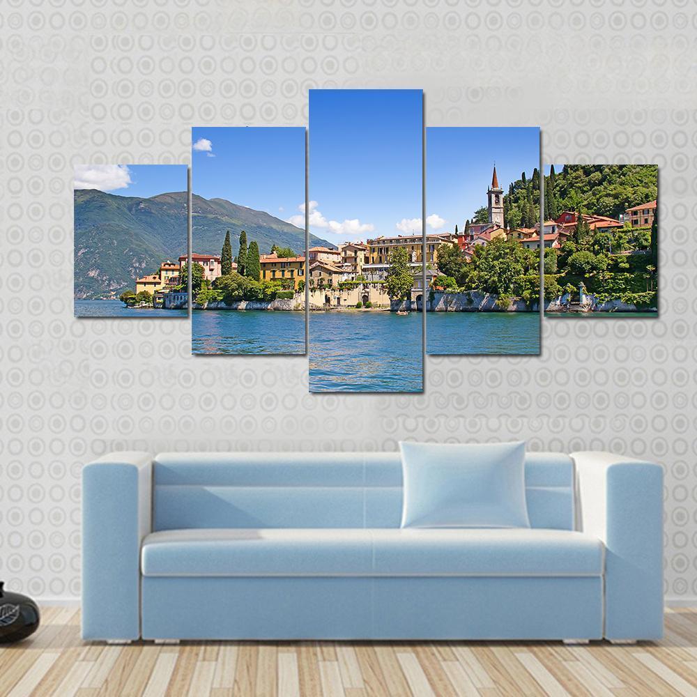 Panoramic View Of Cernobbio Town Como lake Italy Canvas Wall Art-5 Star-Gallery Wrap-62" x 32"-Tiaracle