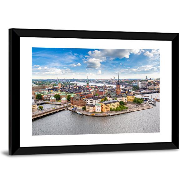 Panoramic View Of Gamla Stan Canvas Wall Art-3 Horizontal-Gallery Wrap-25" x 16"-Tiaracle
