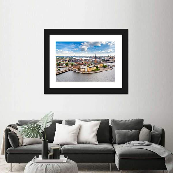 Panoramic View Of Gamla Stan Canvas Wall Art-3 Horizontal-Gallery Wrap-25" x 16"-Tiaracle