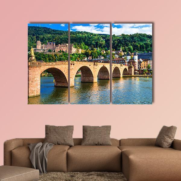 Panoramic View Of Heidelberg Town Canvas Wall Art-3 Horizontal-Gallery Wrap-25" x 16"-Tiaracle