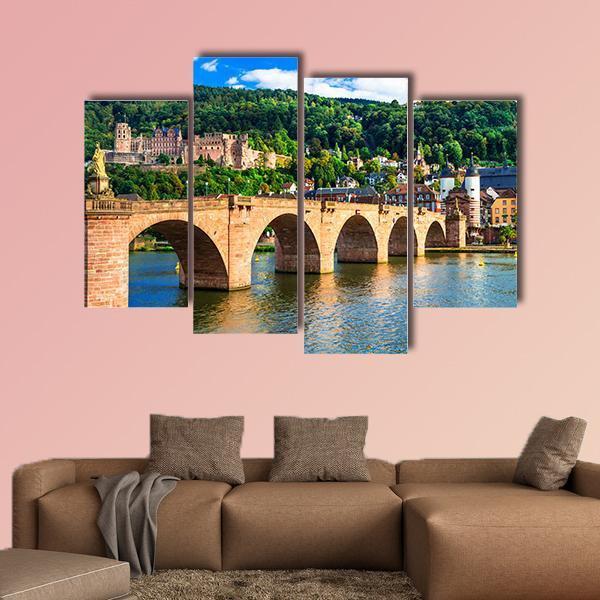 Panoramic View Of Heidelberg Town Canvas Wall Art-4 Pop-Gallery Wrap-50" x 32"-Tiaracle