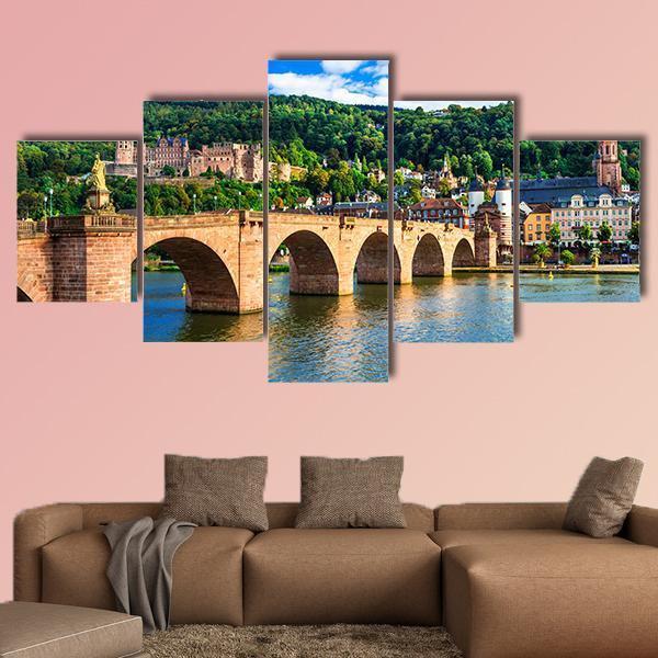 Panoramic View Of Heidelberg Town Canvas Wall Art-5 Star-Gallery Wrap-62" x 32"-Tiaracle