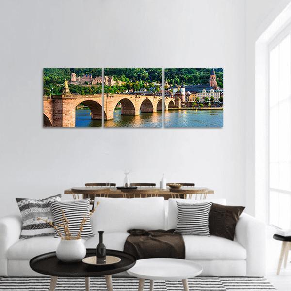 Panoramic View Of Heidelberg Town Panoramic Canvas Wall Art-3 Piece-25" x 08"-Tiaracle