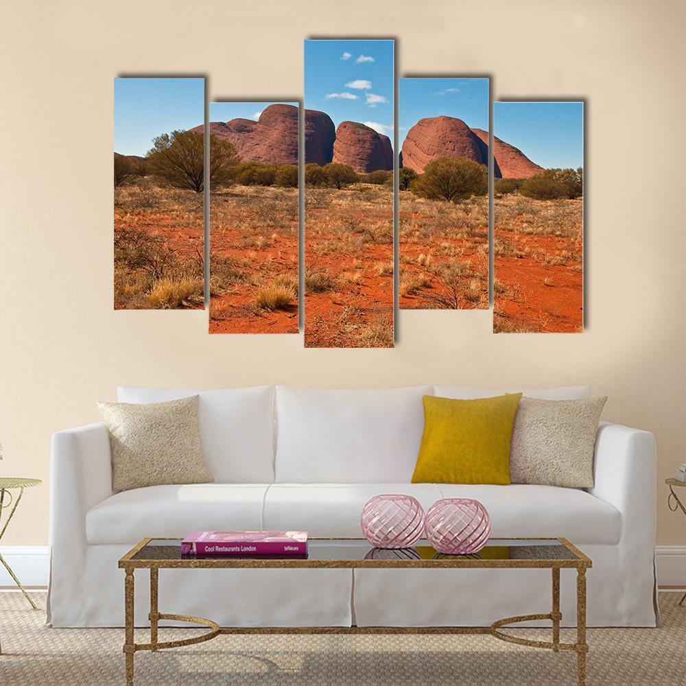 Panoramic View Of Kata Tjuta Canvas Wall Art-5 Pop-Gallery Wrap-47" x 32"-Tiaracle
