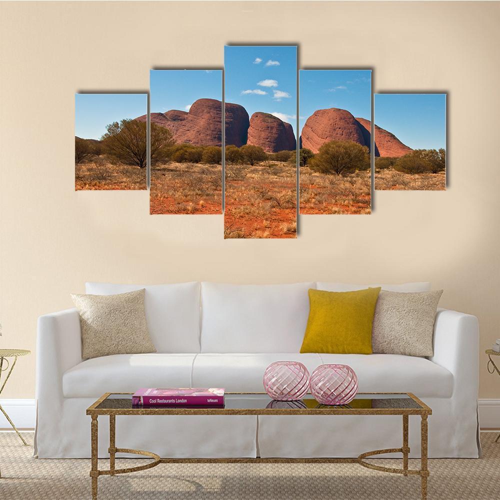 Panoramic View Of Kata Tjuta Canvas Wall Art-5 Star-Gallery Wrap-62" x 32"-Tiaracle