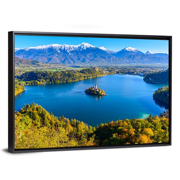 Panoramic View Of Lake Bled In Slovenia Canvas Wall Art-3 Horizontal-Gallery Wrap-25" x 16"-Tiaracle