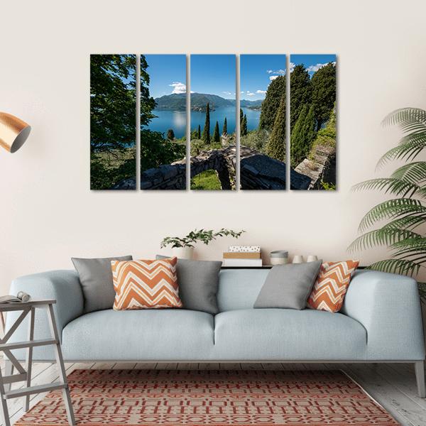 Panoramic View Of Lake Como Canvas Wall Art-5 Horizontal-Gallery Wrap-22" x 12"-Tiaracle