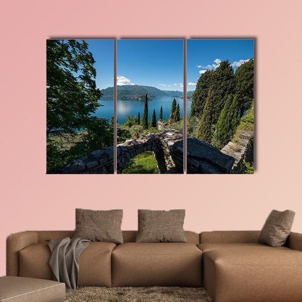 Panoramic View Of Lake Como Canvas Wall Art-3 Horizontal-Gallery Wrap-25" x 16"-Tiaracle