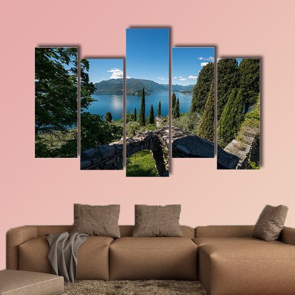 Panoramic View Of Lake Como Canvas Wall Art-5 Pop-Gallery Wrap-47" x 32"-Tiaracle