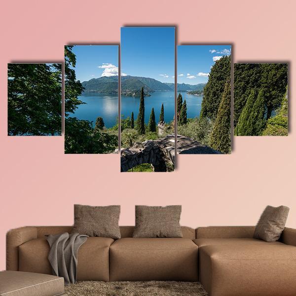 Panoramic View Of Lake Como Canvas Wall Art-5 Star-Gallery Wrap-62" x 32"-Tiaracle
