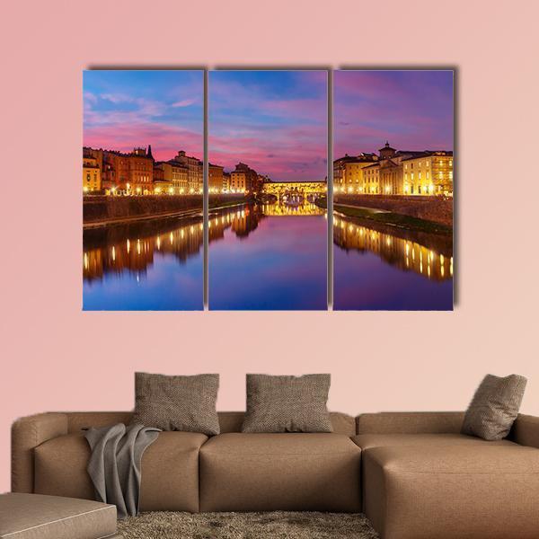 Panoramic View Of River Arno Canvas Wall Art-5 Pop-Gallery Wrap-47" x 32"-Tiaracle