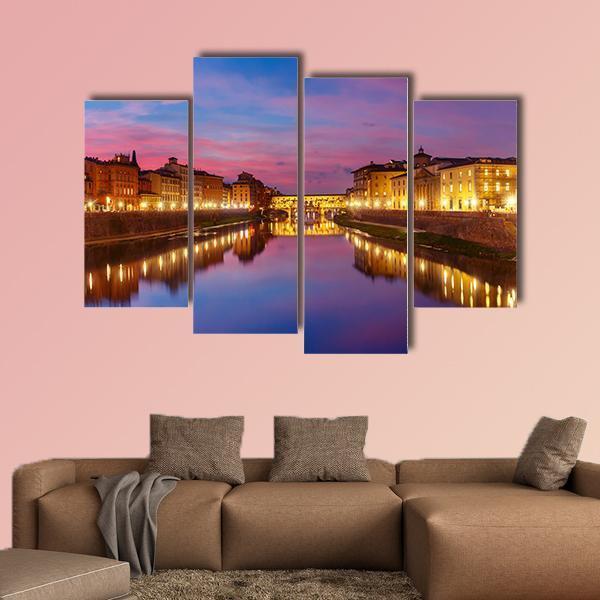 Panoramic View Of River Arno Canvas Wall Art-4 Pop-Gallery Wrap-50" x 32"-Tiaracle
