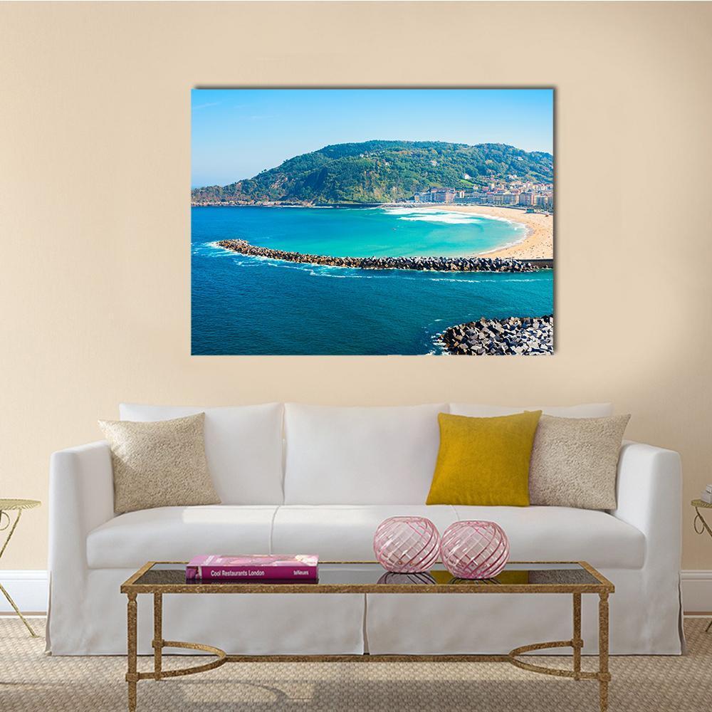 San Sebastian City View Canvas Wall Art-1 Piece-Gallery Wrap-48" x 32"-Tiaracle