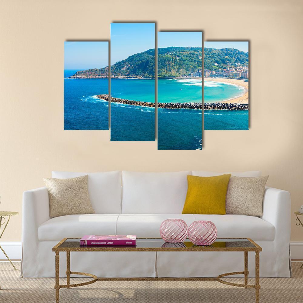 San Sebastian City View Canvas Wall Art-4 Pop-Gallery Wrap-50" x 32"-Tiaracle