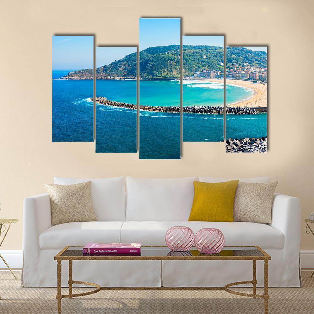 San Sebastian City View Canvas Wall Art-5 Pop-Gallery Wrap-47" x 32"-Tiaracle