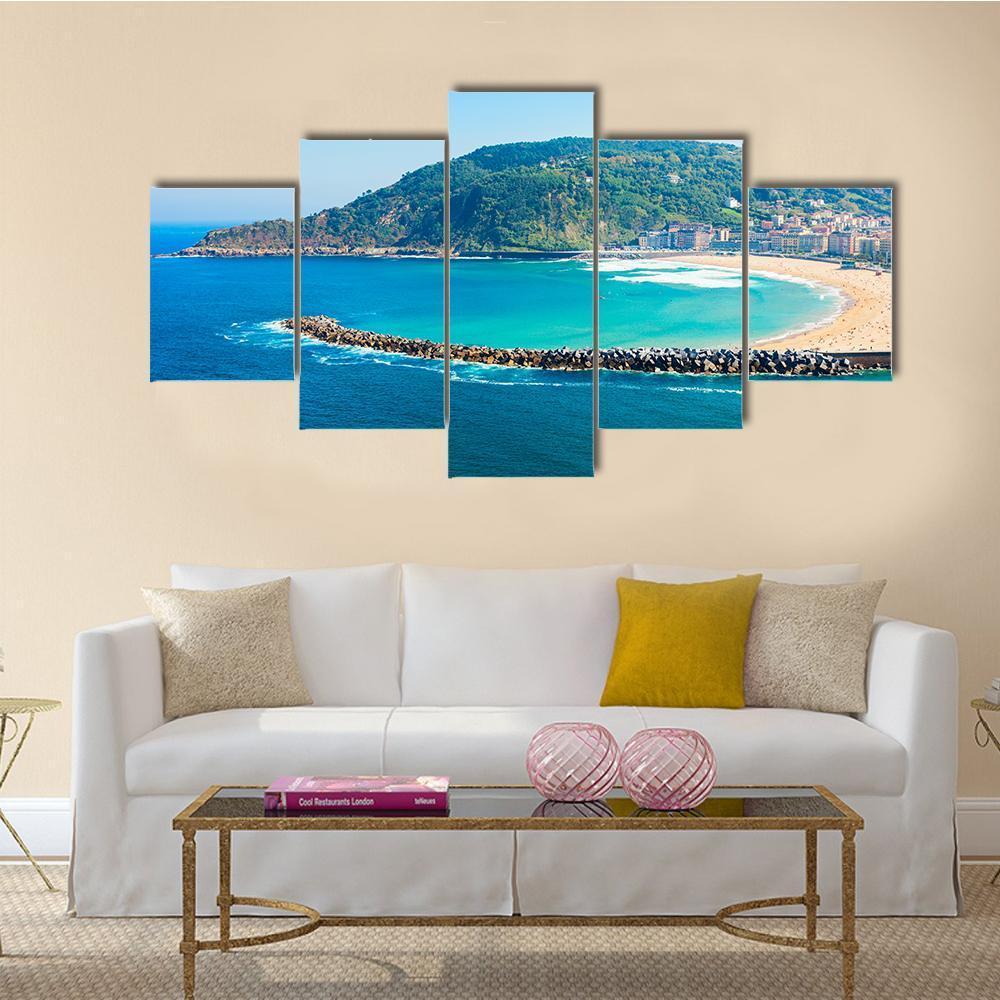 San Sebastian City View Canvas Wall Art-5 Star-Gallery Wrap-62" x 32"-Tiaracle