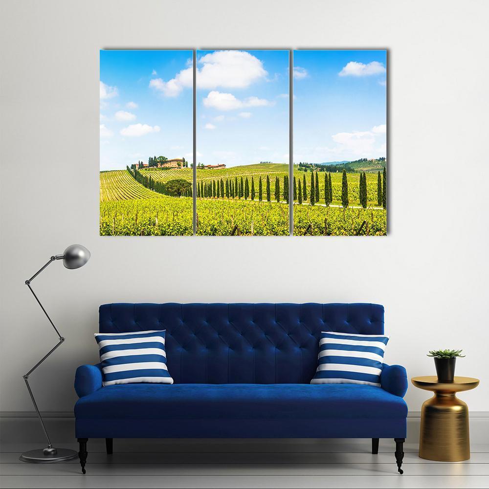 Panoramic View Of Scenic Tuscany Landscape Canvas Wall Art-3 Horizontal-Gallery Wrap-37" x 24"-Tiaracle