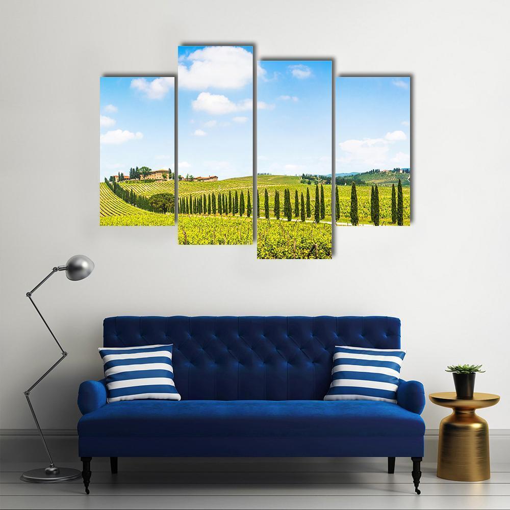Panoramic View Of Scenic Tuscany Landscape Canvas Wall Art-4 Pop-Gallery Wrap-50" x 32"-Tiaracle