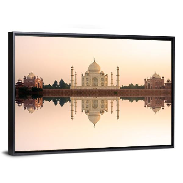 Panoramic View Of Taj Mahal At Sunset Agra India Canvas Wall Art-3 Horizontal-Gallery Wrap-25" x 16"-Tiaracle