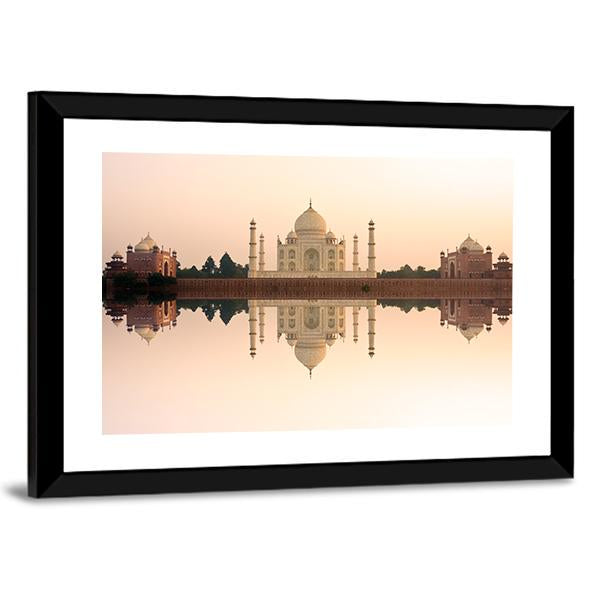 Panoramic View Of Taj Mahal At Sunset Agra India Canvas Wall Art-3 Horizontal-Gallery Wrap-25" x 16"-Tiaracle